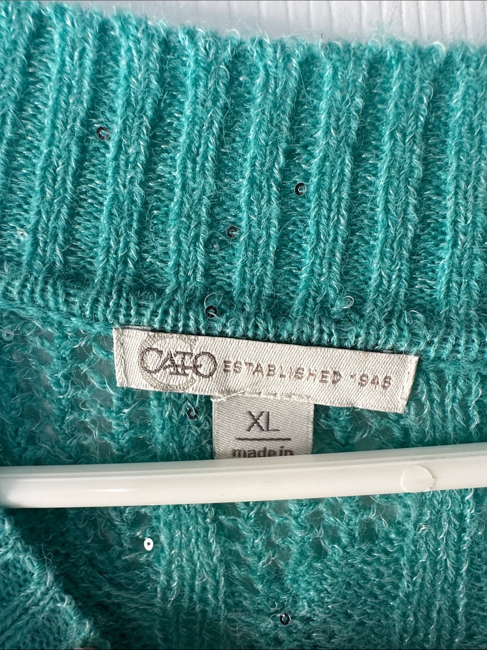 Turquoise Cable Knit Women's Sweater - Picture 4 of 6